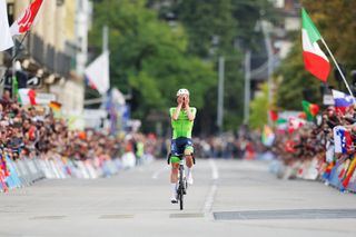 Picture by Ed Sykes/SWpix.com - 29/09/2024 - 2024 UCI Road and Para-cycling Road World Championships, Zurich, Switzerland - Men Elite Road Race - Tadej PogaÄar (Slovenia) wins the 2024 Men Elite Road Race World Championship
